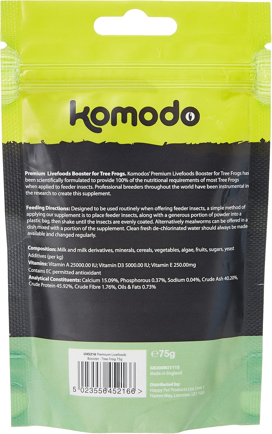 Komodo Premium Livefoods Booster For Tree Frogs 75g