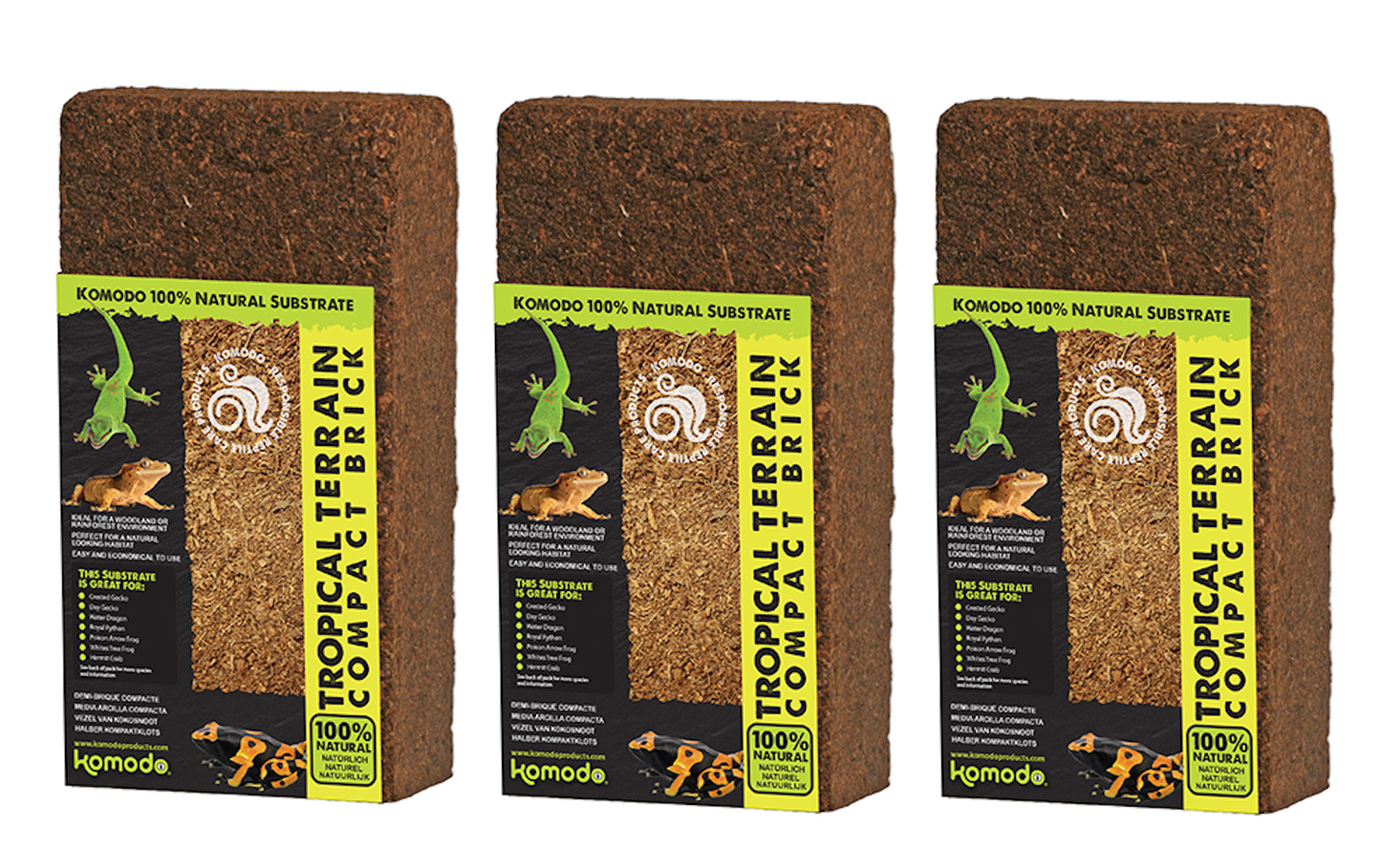 Komodo Tropical Compact Brick Substrate Triple Pack