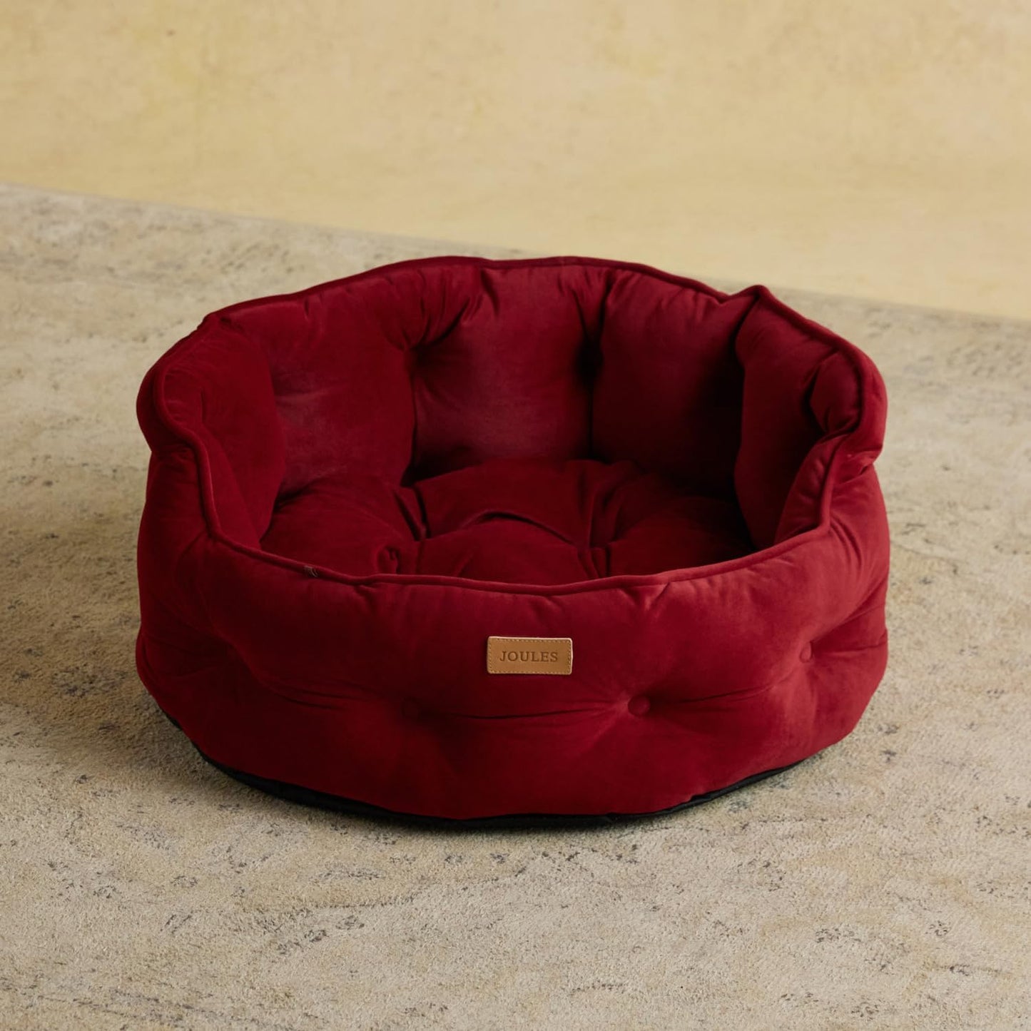 Joules Chesterfield Pet Bed Burgundy Large