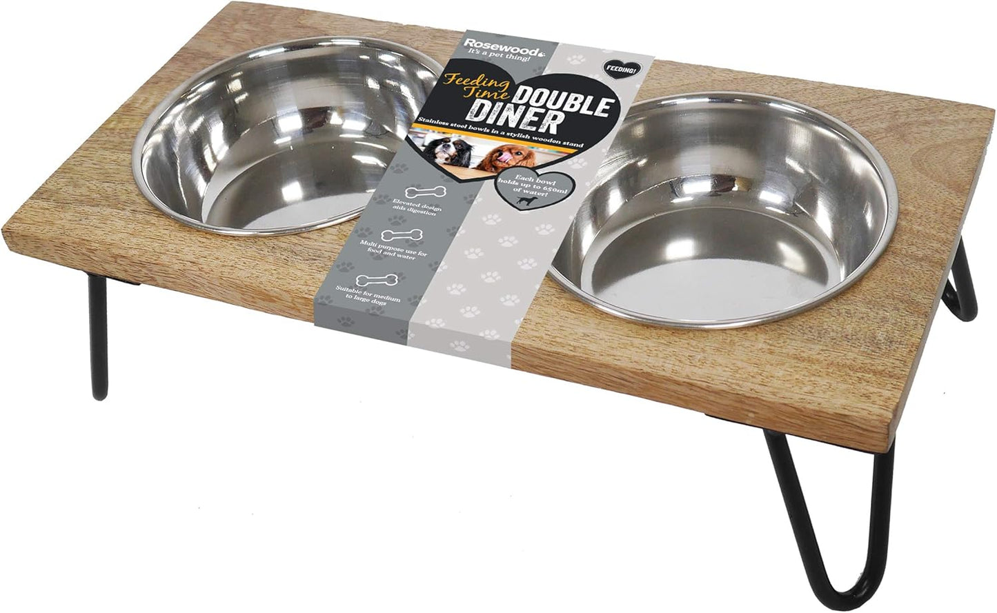 Rosewood Wooden Double Diner Large 2 x 650ml Bowls
