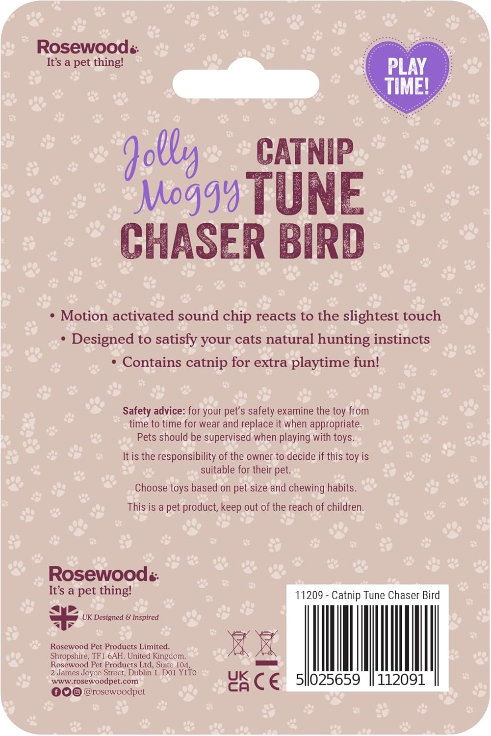 Rosewood Catnip Tune Chaser Bird