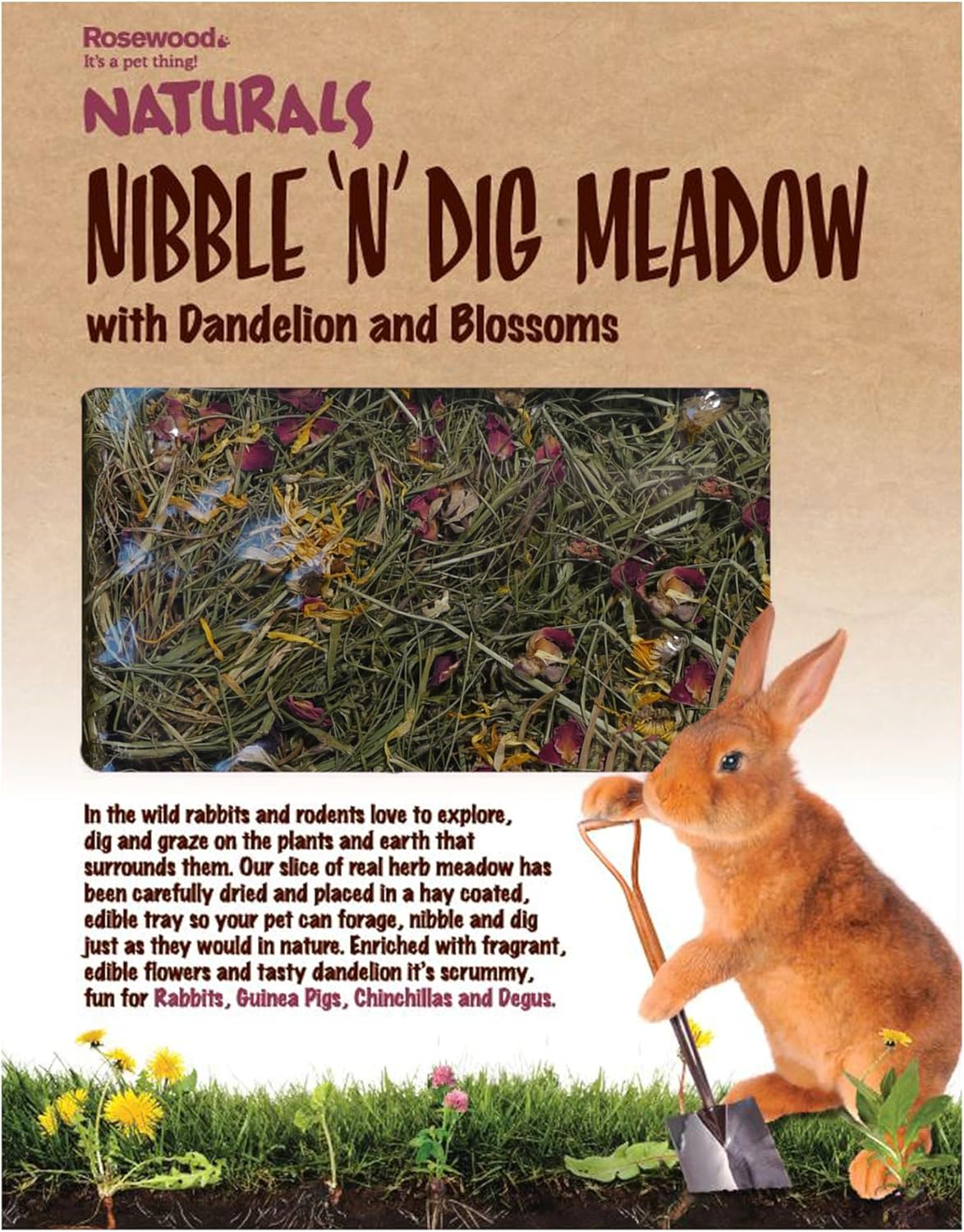 Rosewood Naturals Nibble 'n' Dig Meadow Wih Dandelion And Blossoms