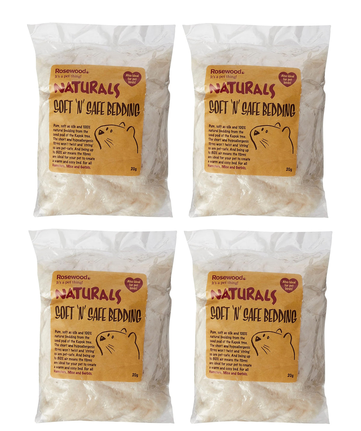 Rosewood Naturals Soft & Safe Small Animal Bedding 20g Hamsters Gerbils Mice