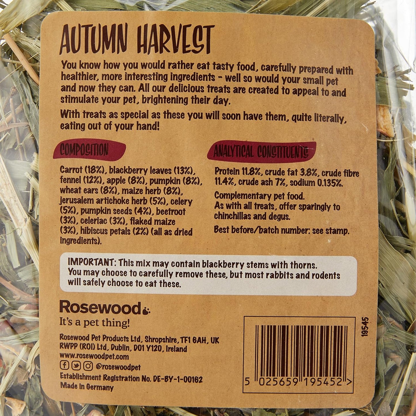 Rosewood Naturals Small Animal Autumn Harvest 150g