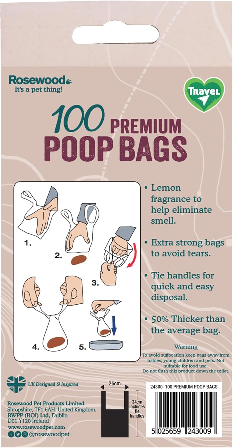 Rosewood Premium Dog Waste Bags With Handles Lemon fragrance 100pcs