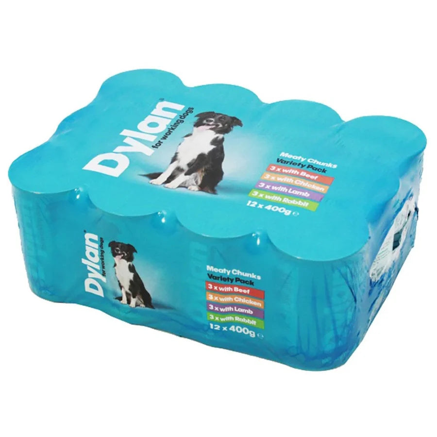 Dylan Mixed Variety Meaty Chunks Wet Dog Food 12 Tins