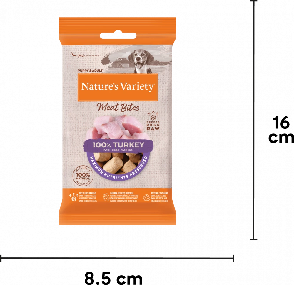 Natures Variety Freeze Dried Meat Bites Turkey 20g