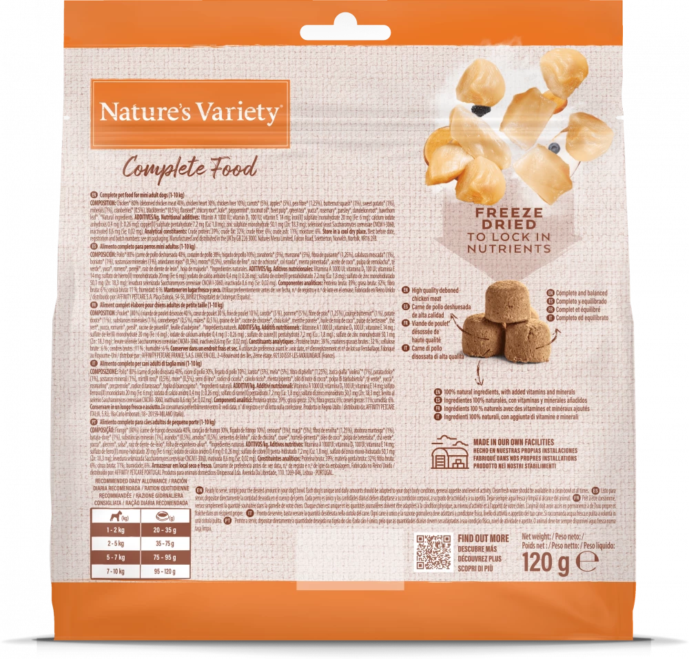 Natures Variety Freeze Dried Complete Food Chicken Dinner 120g