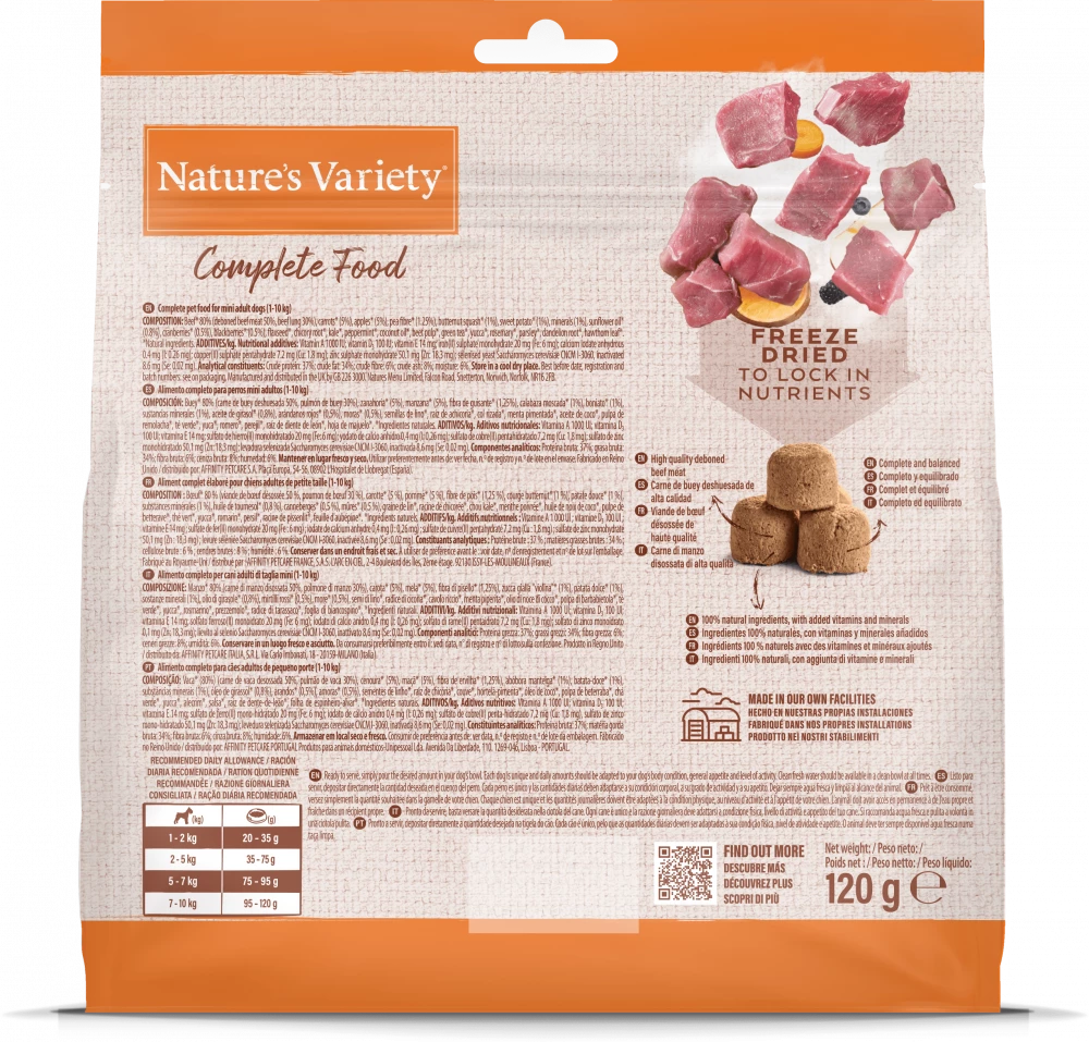 Natures Variety Freeze Dried Complete Food Beef Dinner 120g