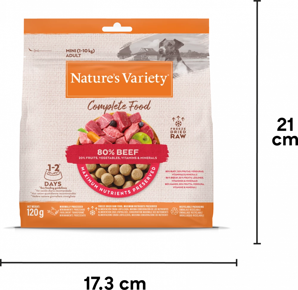 Natures Variety Freeze Dried Complete Food Beef Dinner 120g