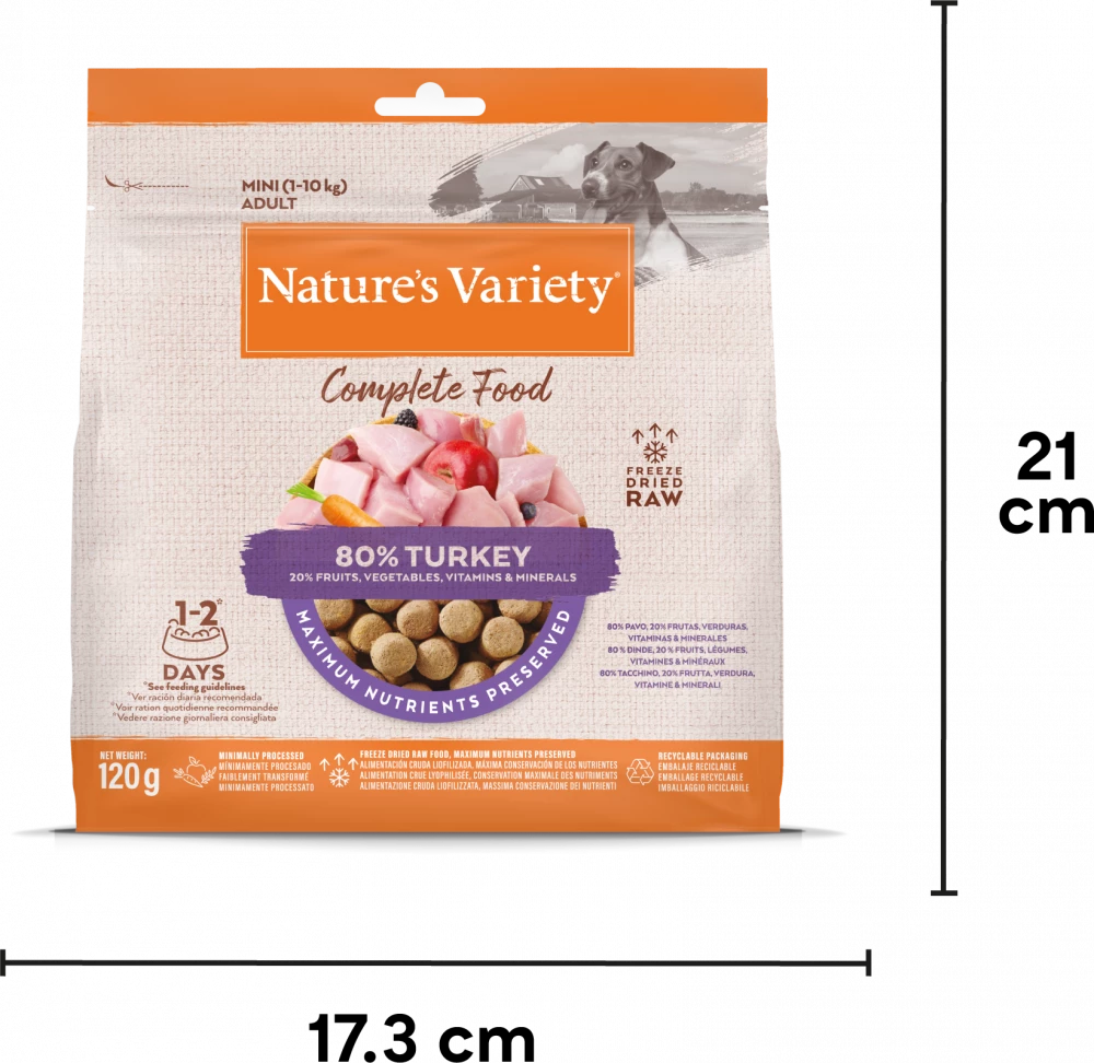 Natures Variety Freeze Dried Complete Food Turkey Dinner 120g