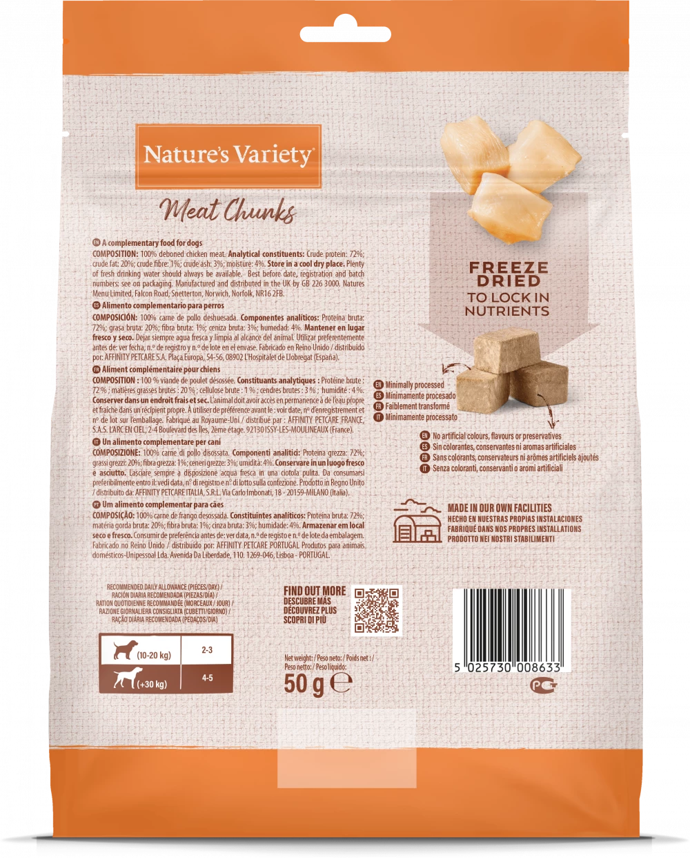 Natures Variety Freeze Dried Chicken Meat Chunks 50g