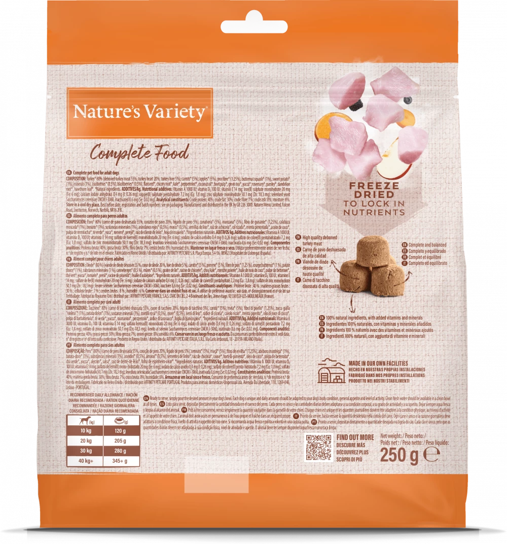 Natures Variety Freeze Dried Complete Food Turkey 250g