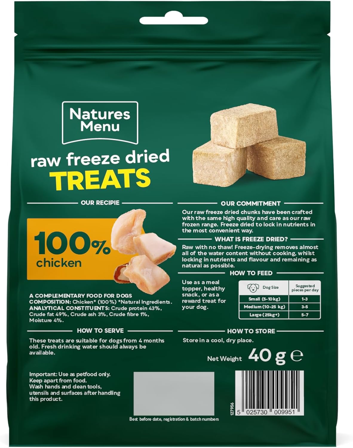 Natures Menu Raw Freeze Dried Chicken Chunks 40g
