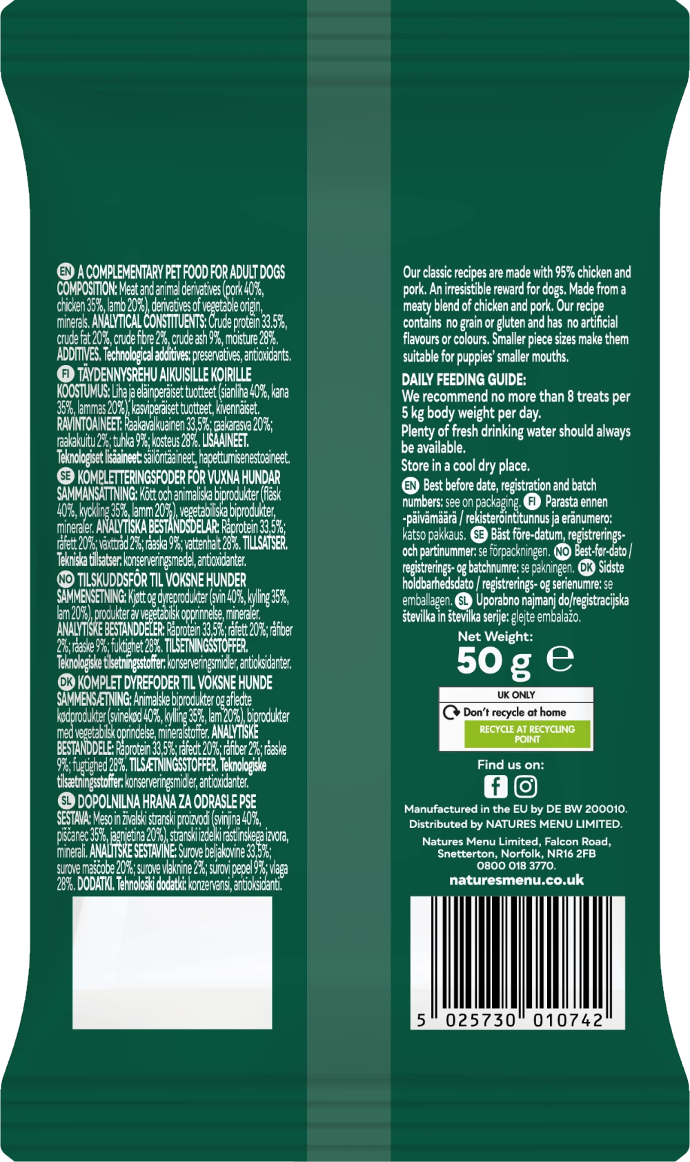 Natures Menu Real Meaty Treats Lamb & Chicken 50g
