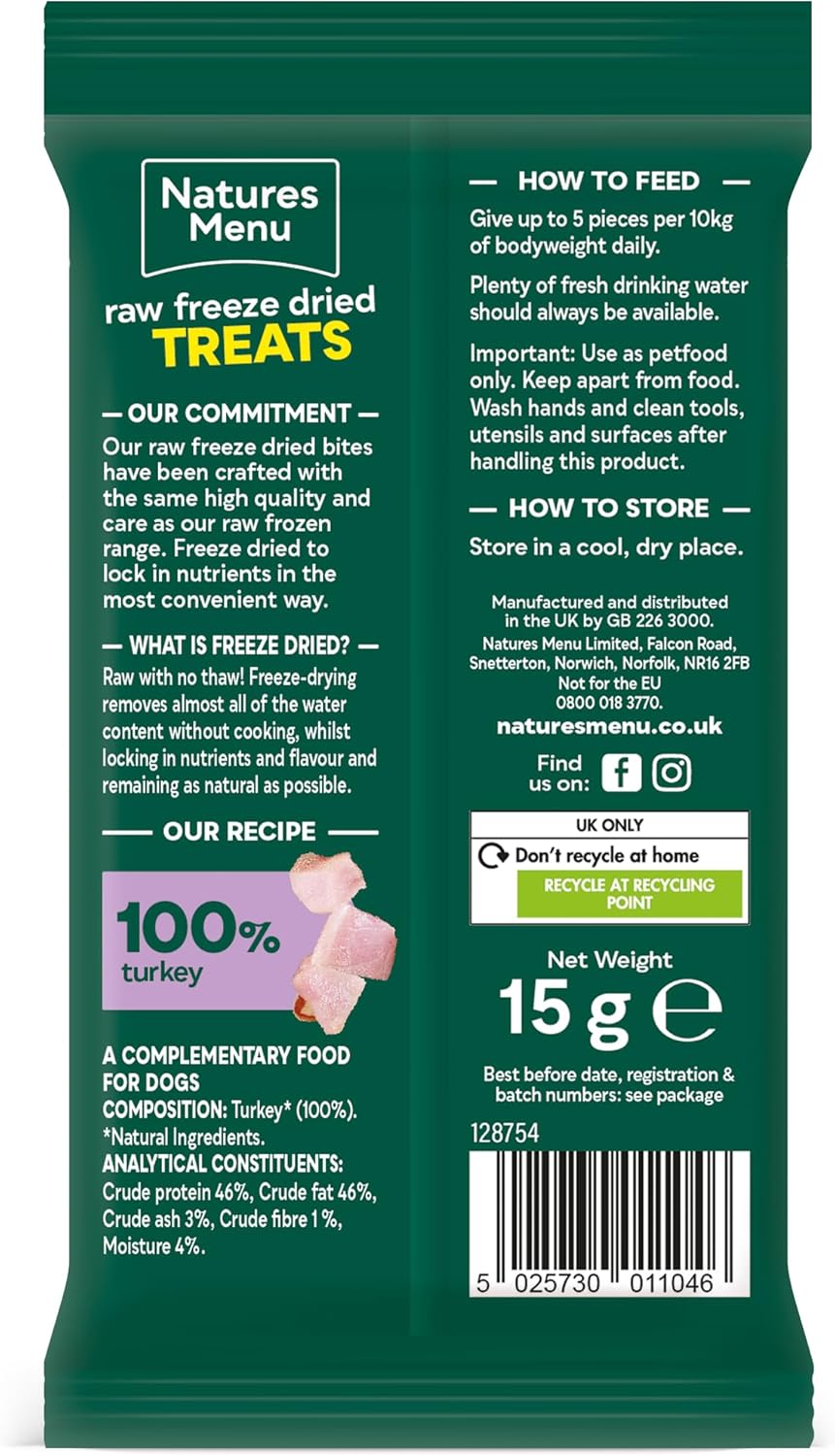 Natures Menu Freeze Dried Turkey Bites 15g