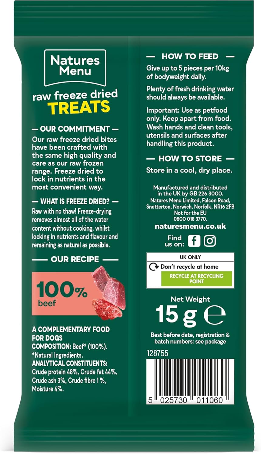 Natures Menu Freeze Dried Beef Bites 15g