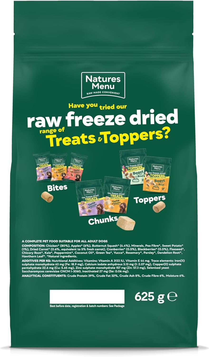 Natures Menu Raw Freeze Dried Chicken 625g – Natural High-Protein Raw Freeze Dried Dog Food