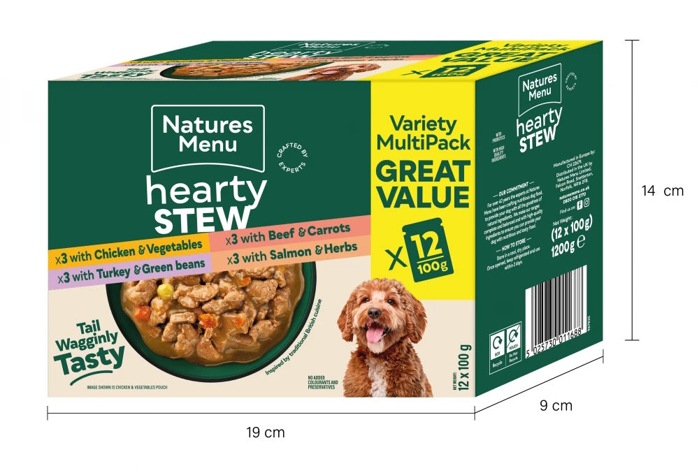 Natures Menu Meaty Hearty Stews Multipack Variety Pouches 12 x 100g