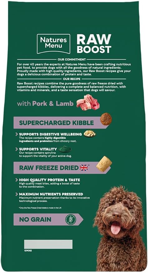 Natures Menu Raw Boost with Pork & Lamb 3kg – Natural Raw-Inspired Complete Dog Food