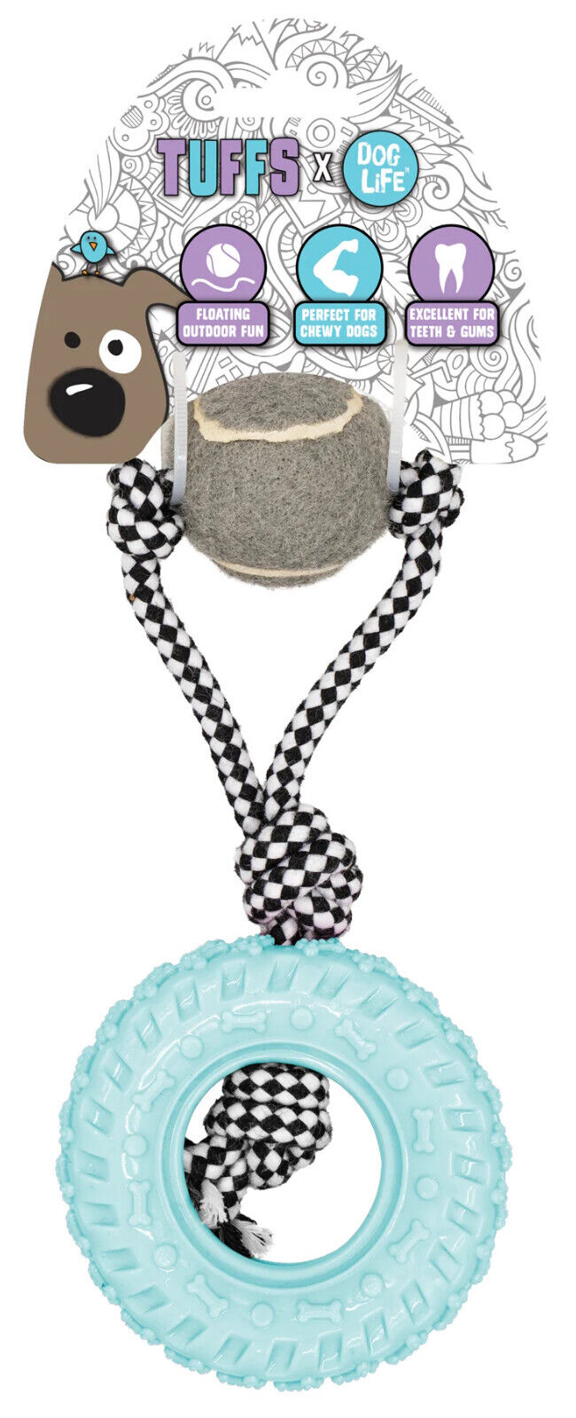 Dog Life Tuffs Puppy Pastel Fling & Chew Tyre