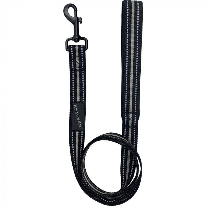 Hem & Boo Sports Padded Lead Black M/L 120cm x 1"