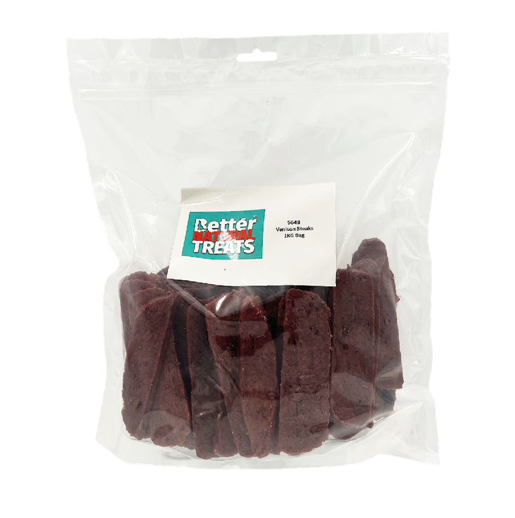 Better Natural Treats Venison Steaks Dog Treats 1kg