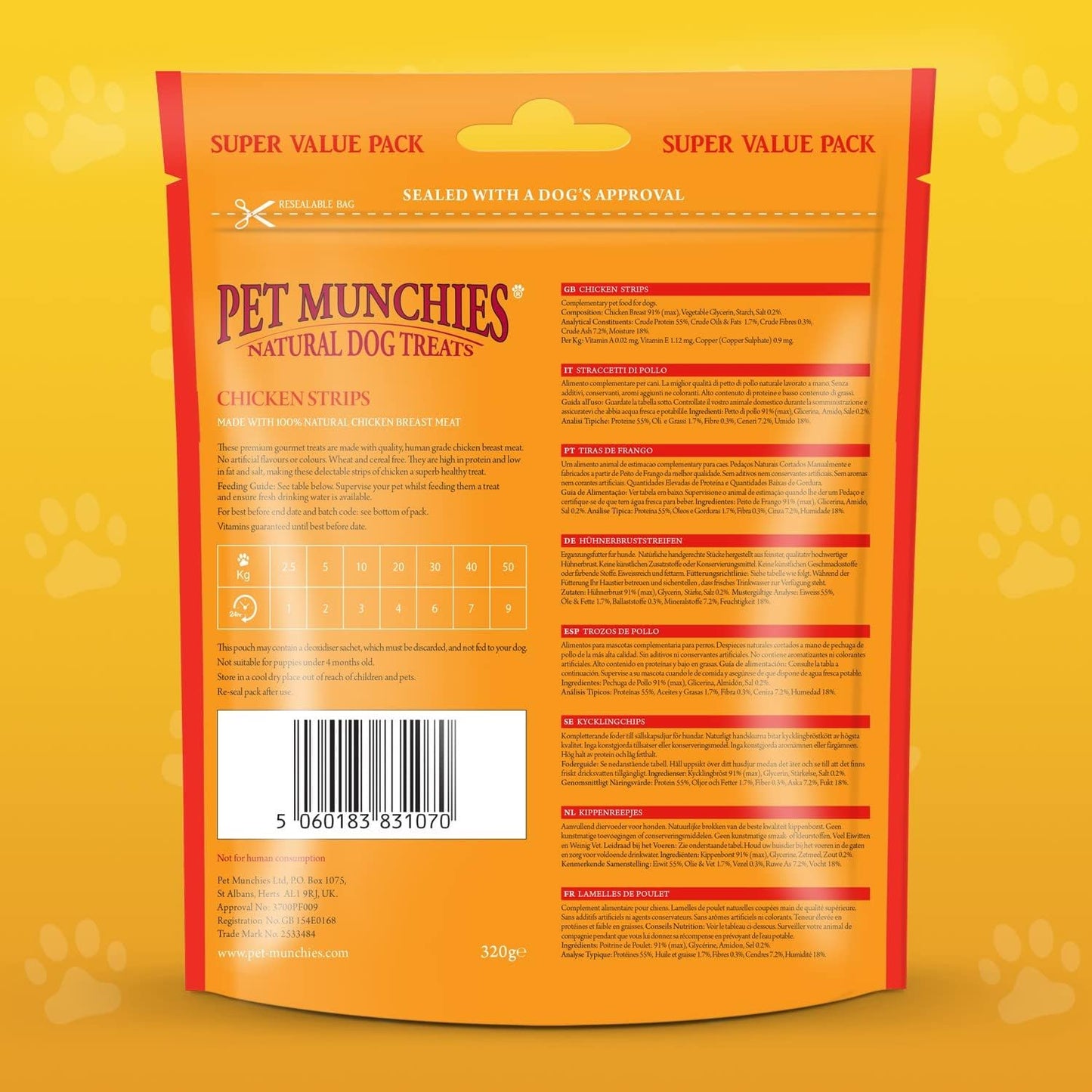 Pet Munchies Chicken Strips 320g