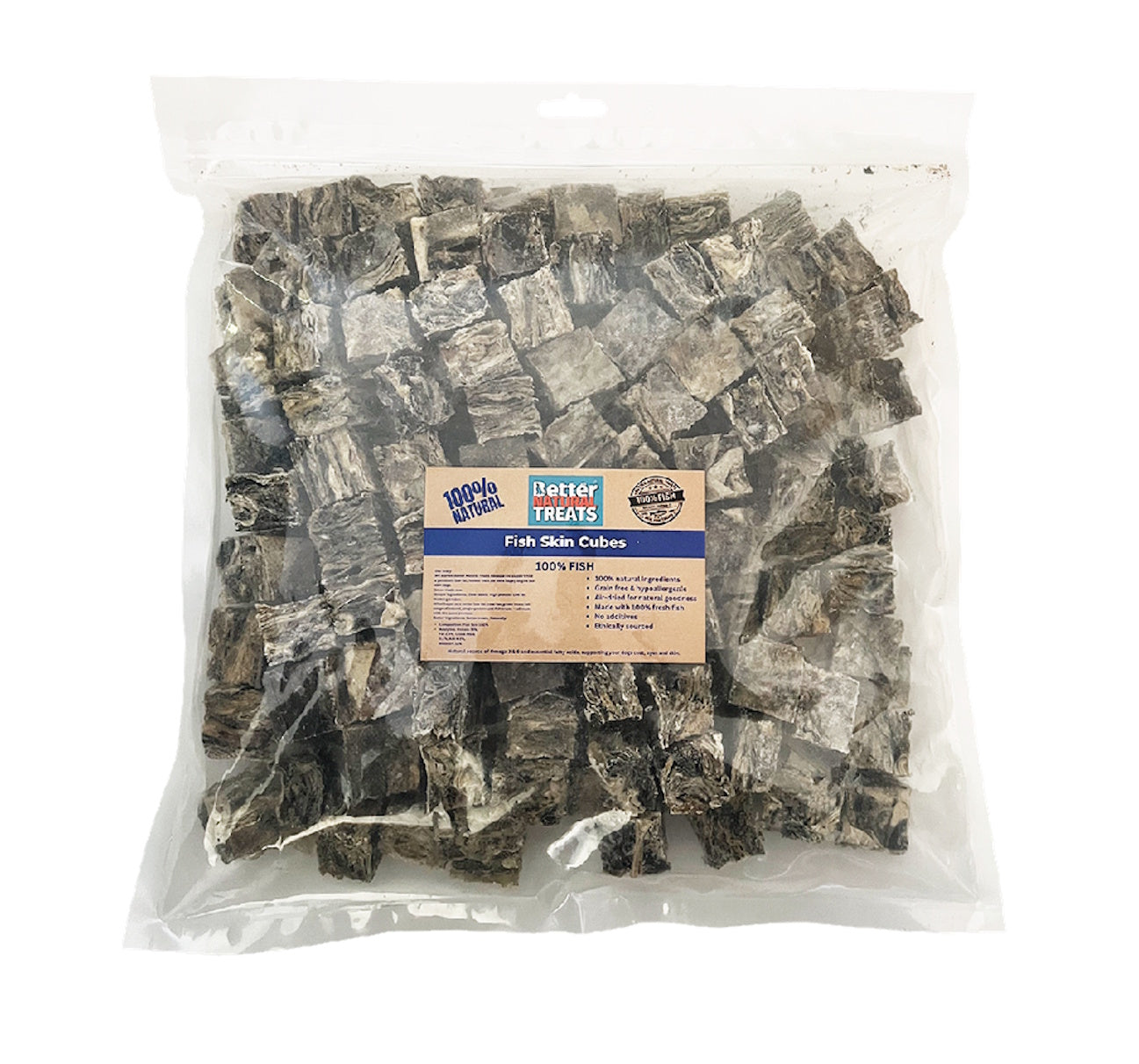 Better Natural Treats Fish Skin Cubes Dog Chews 1kg