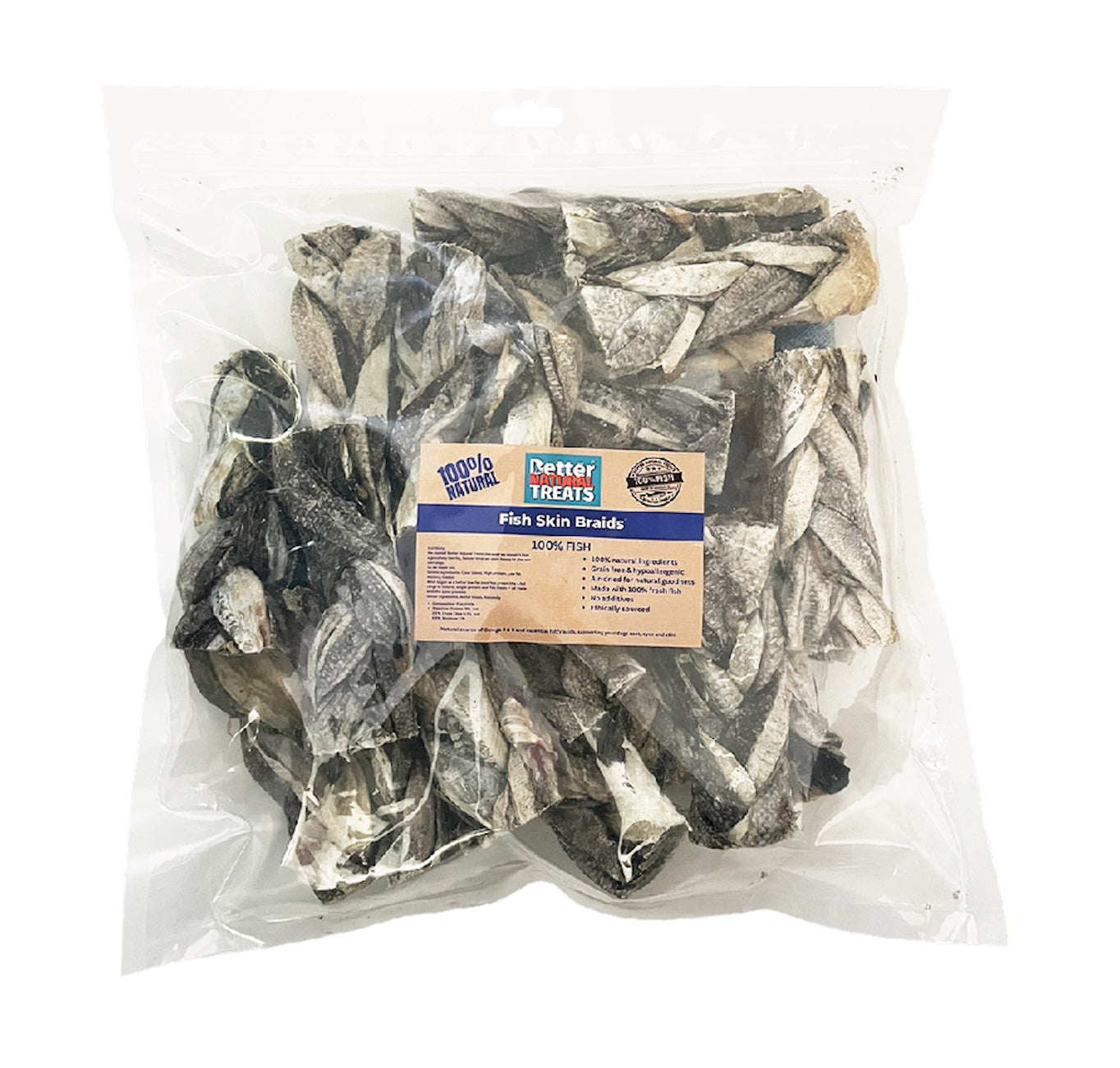 Better Natural Treats Fish Skin Braids Dog Chews 1kg