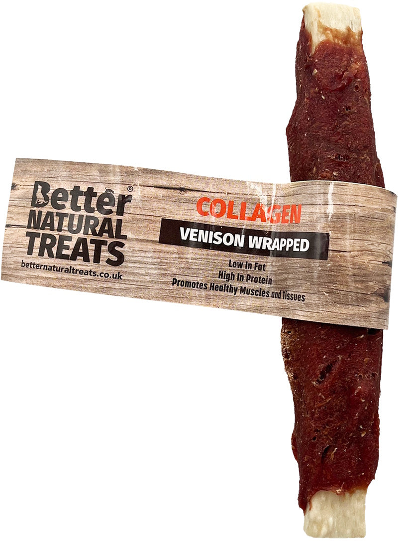 Better Natural Treats Venison Wrapped Collagen Stick Dog Chew 13cm