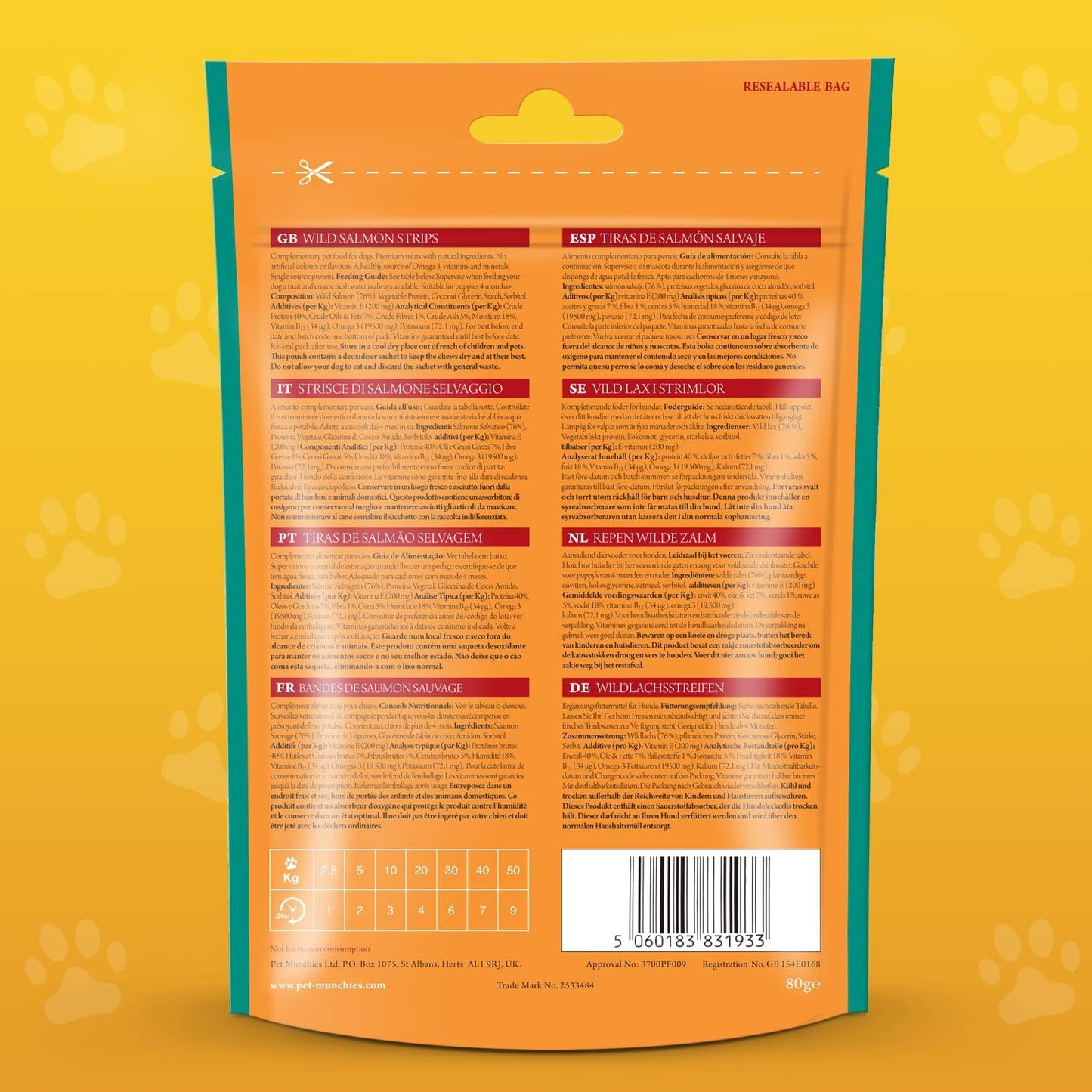 Pet Munchies Dog Treats Wild Salmon Strips 80g