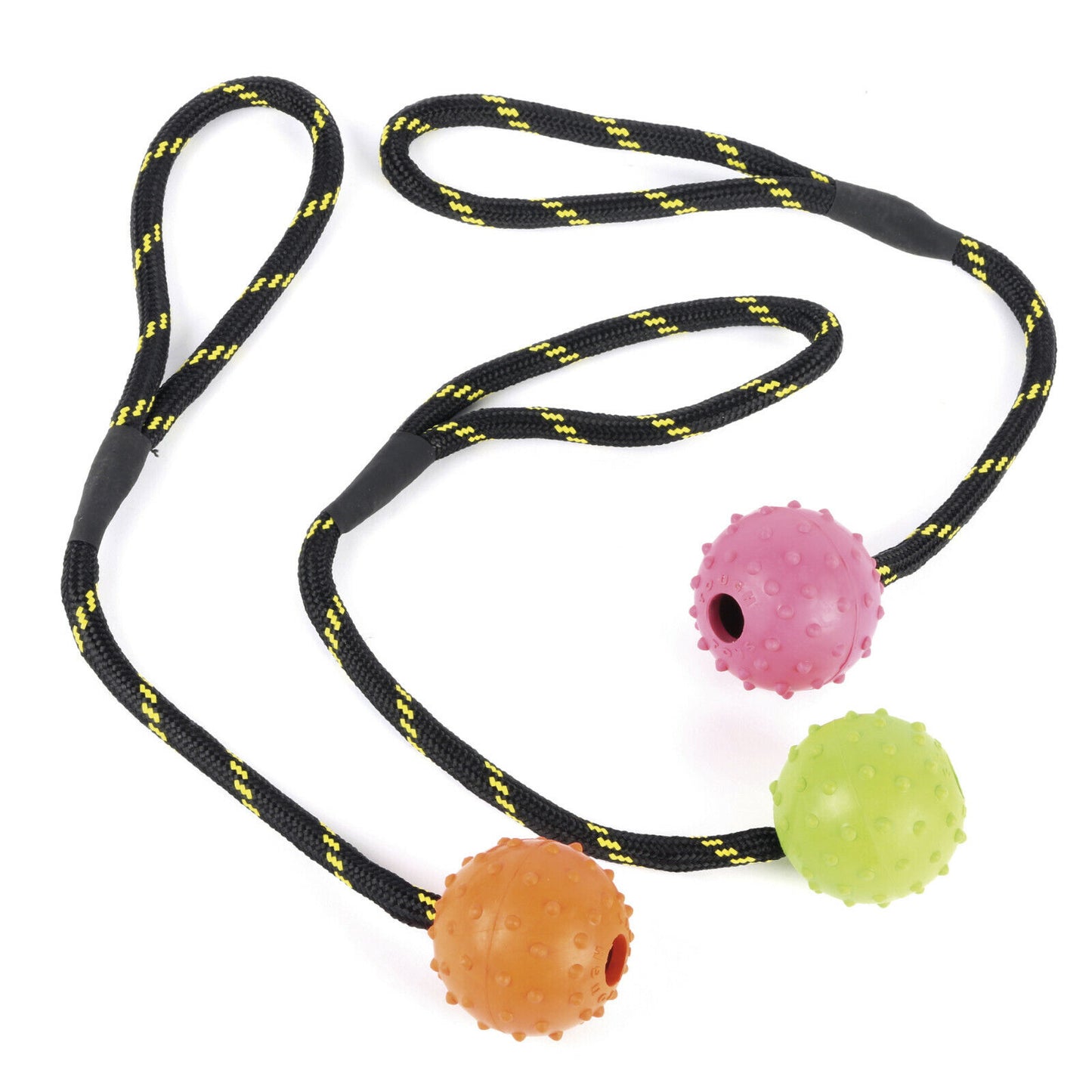 Tough Toys Rubber Pimpled Rope Ball 2.5 Inch