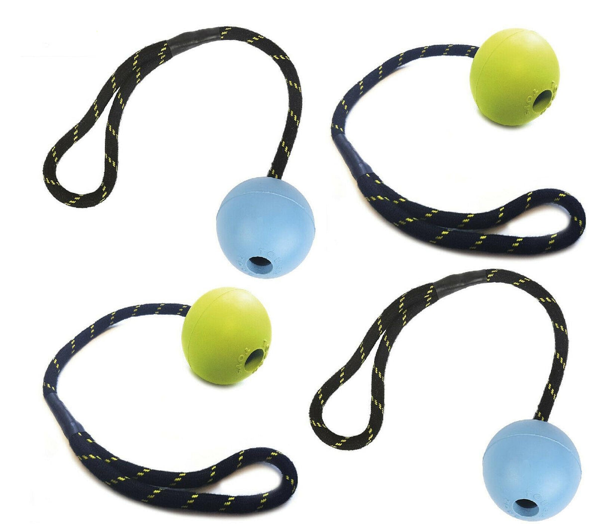 Tough Toys Jumbo Ball On Rope 3.25" Interactive Dog Toy Assorted Colours