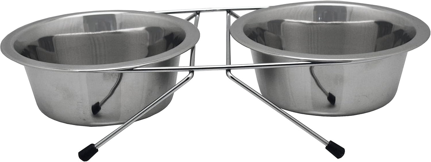 Pet Platter Stainless Steel Double Diner 21.5cm 8.5" Dishes