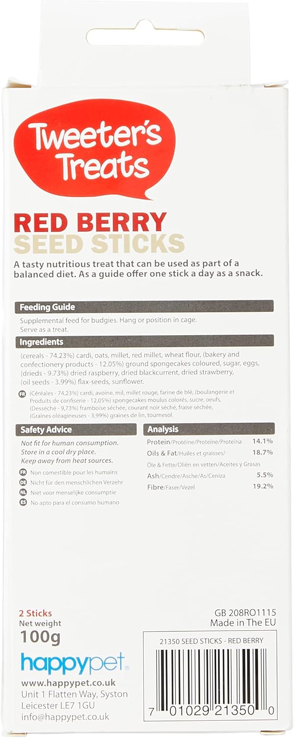 Tweeter's Budgie Seed Treat Sticks Red Berry 2 Sticks 100g