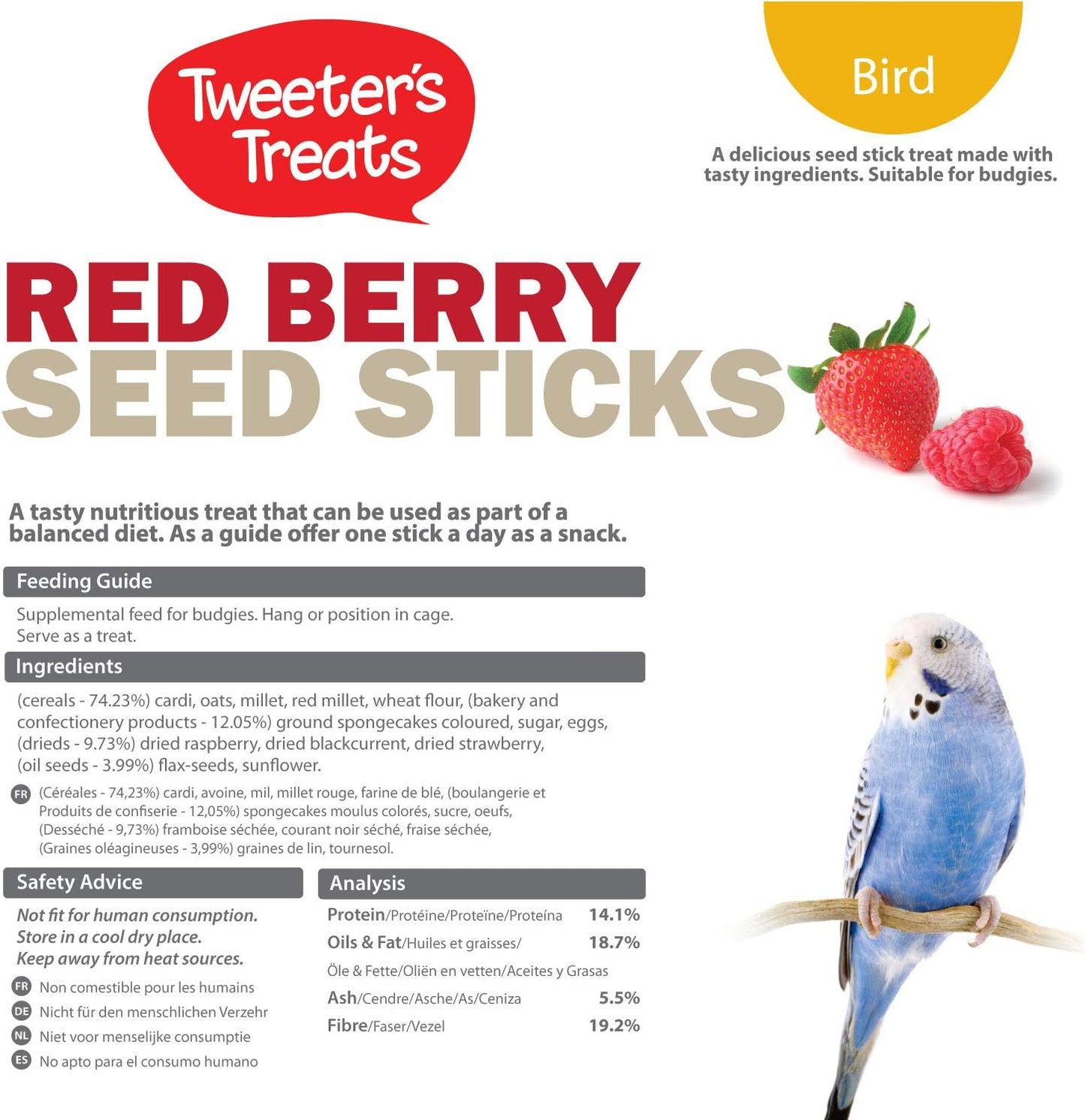 Tweeter's Budgie Seed Treat Sticks Red Berry 2 Sticks 100g