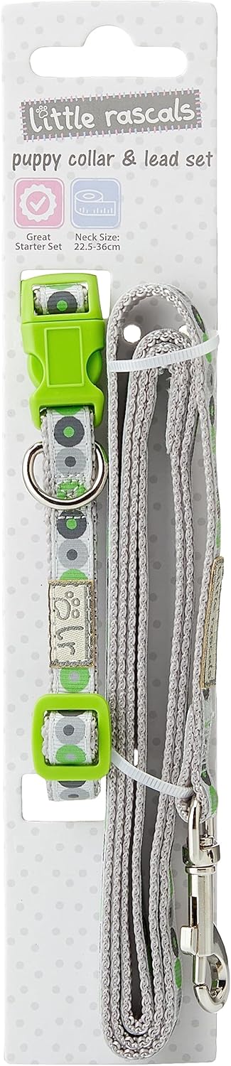 Little Rascals Puppy Collar & Lead Set Green