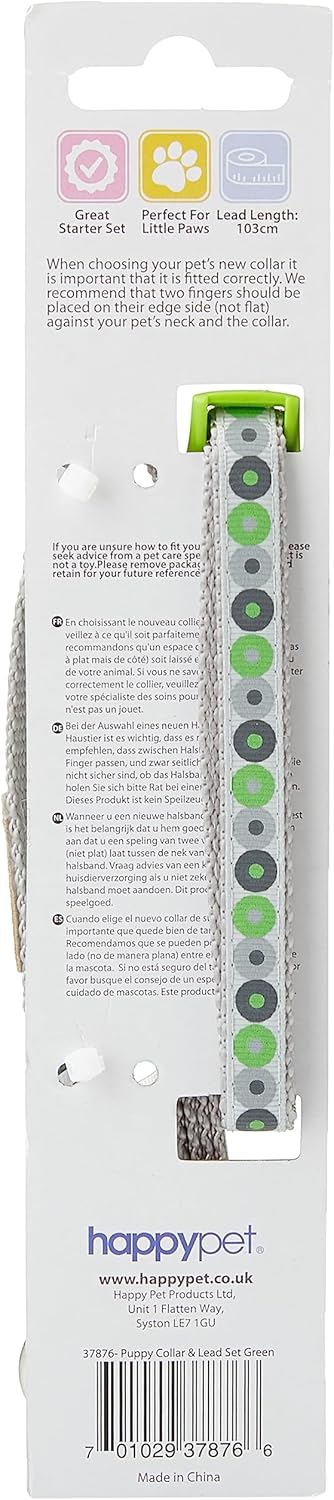 Little Rascals Puppy Collar & Lead Set Green