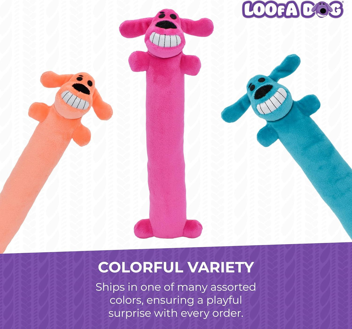 Happypet Loofa Dog Soft Plush Dog Toy 12" Assorted Colours
