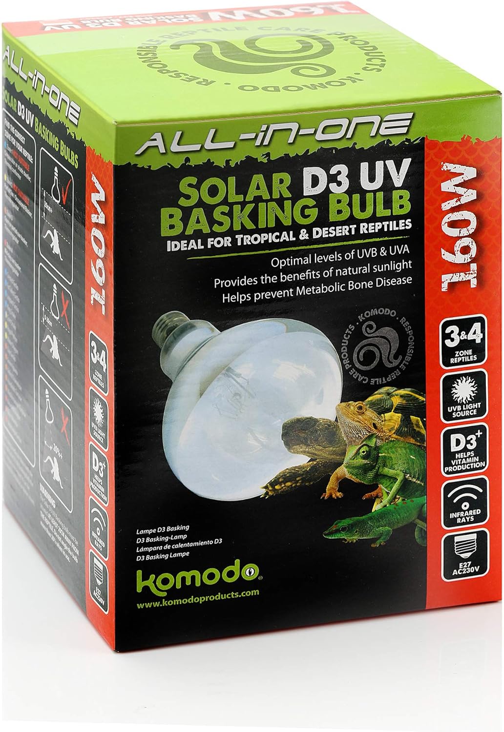 Komodo All In One Solar D3 Uv Basking Bulb 160w