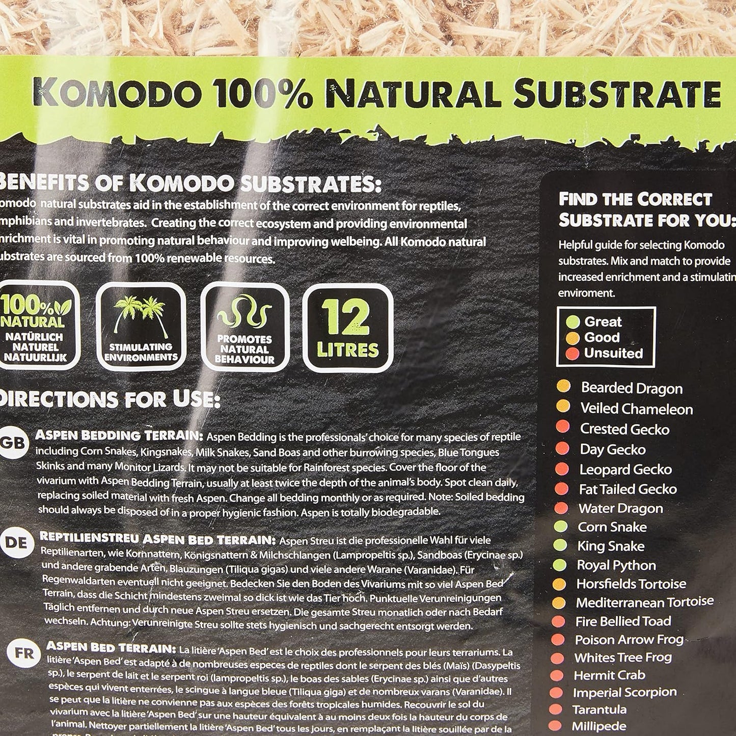 Komodo Aspen Bedding 12ltrs