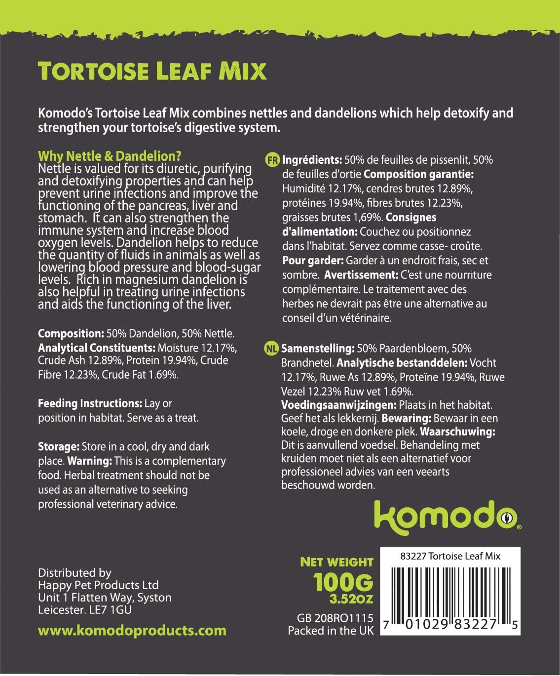 Komodo Tortoise Leaf Mix 100g