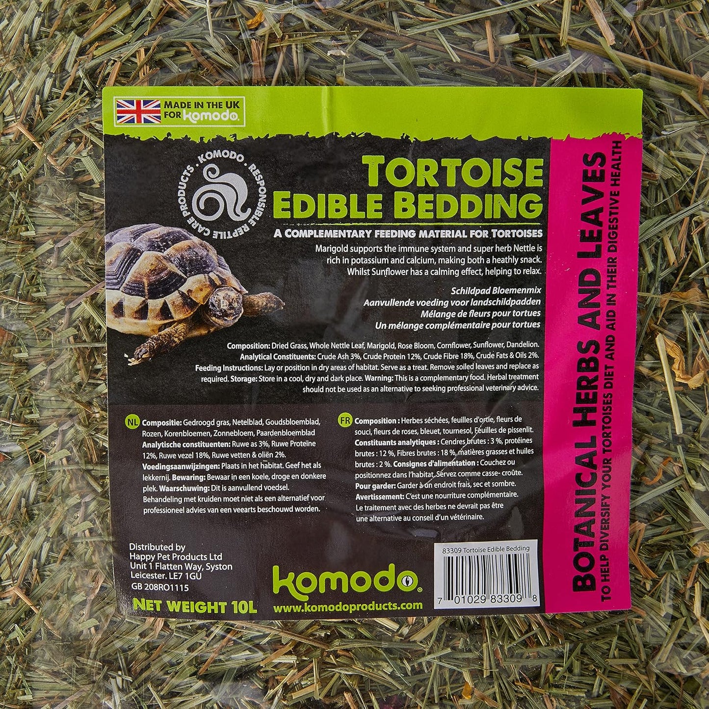 Komodo Tortoise Edible Bedding Botanical Herbs & Leaves 10ltr