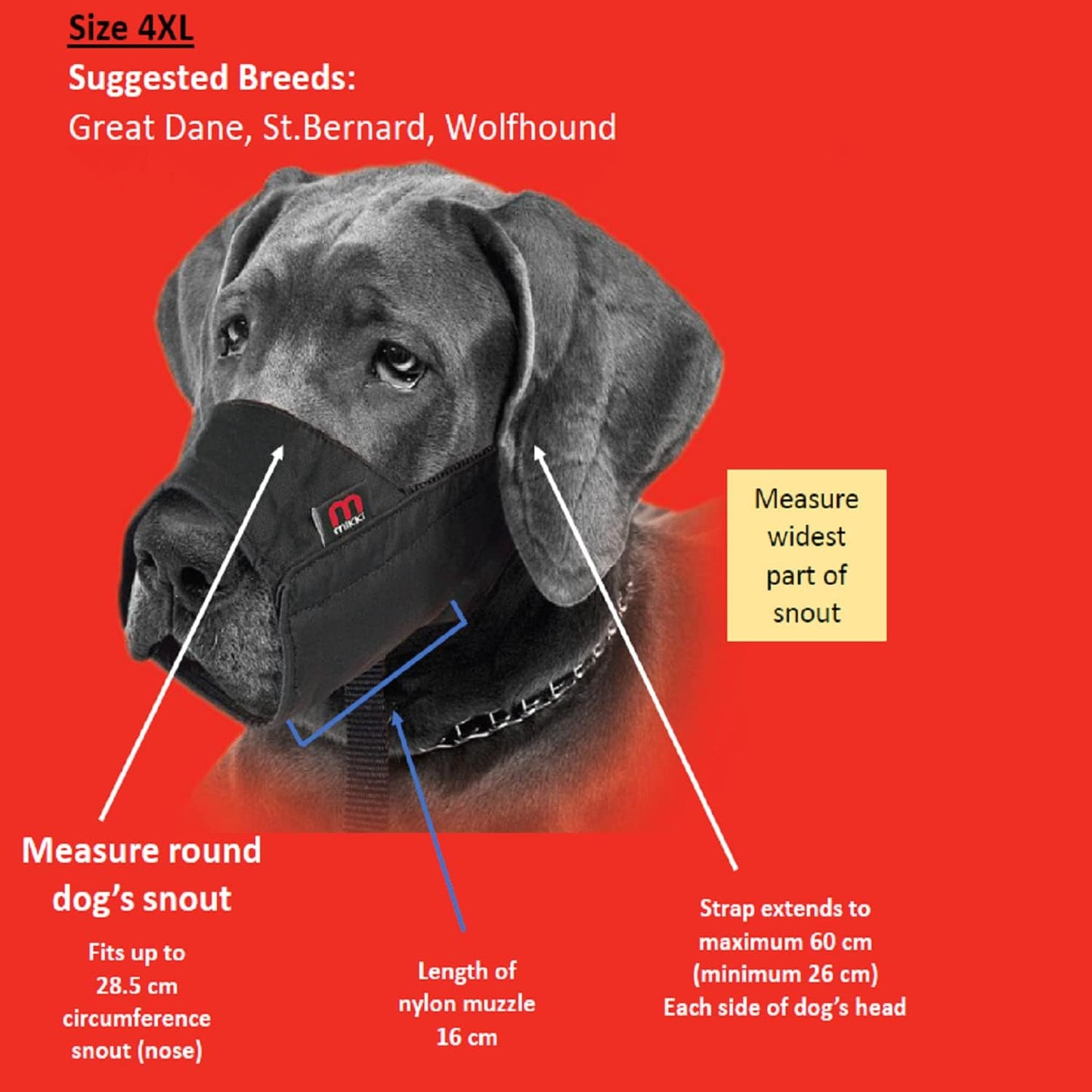 Mikki Nylon Muzzle Size 4XL