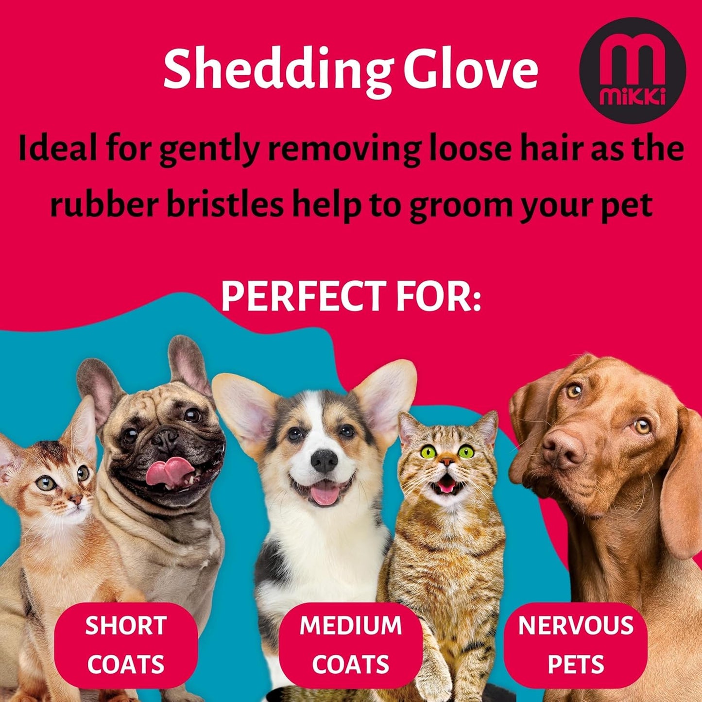Mikki Rubber Grooming Glove Short & Medium Coats