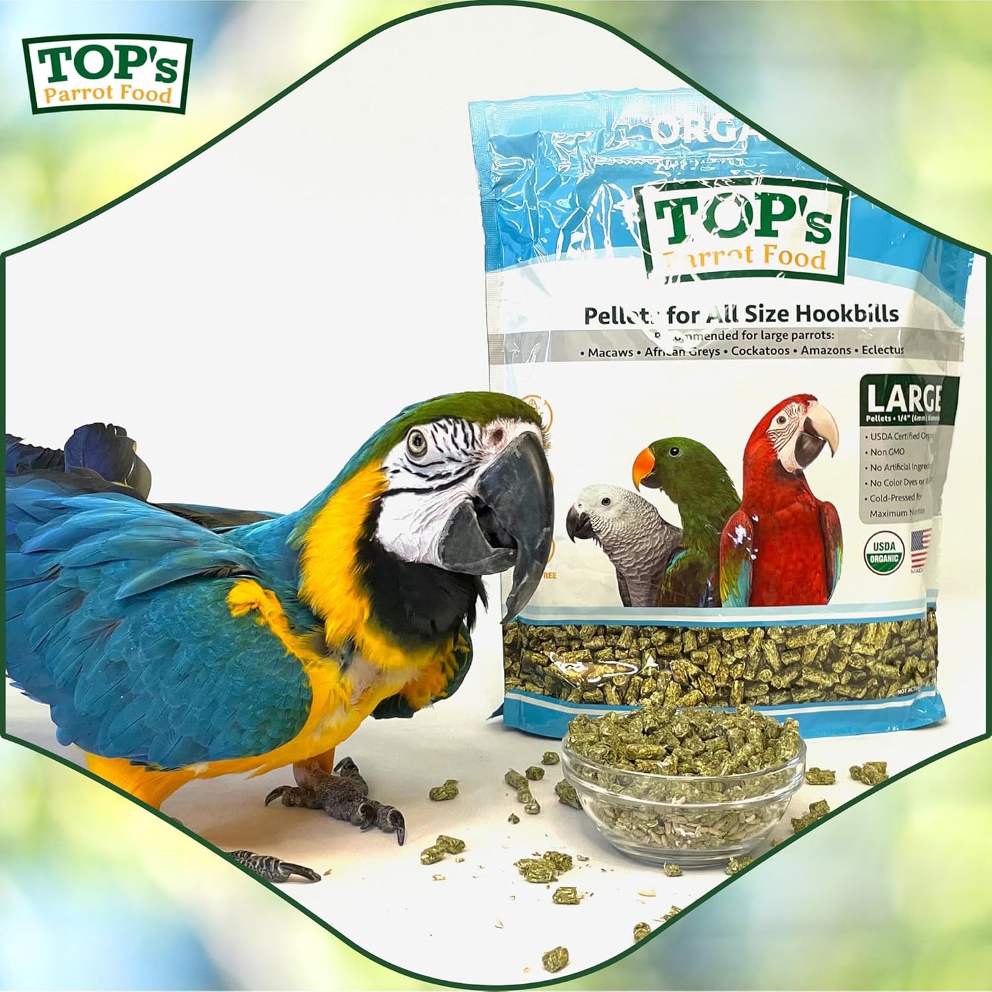 Top's Organic Parrot Food Large Pellets 1.81kg