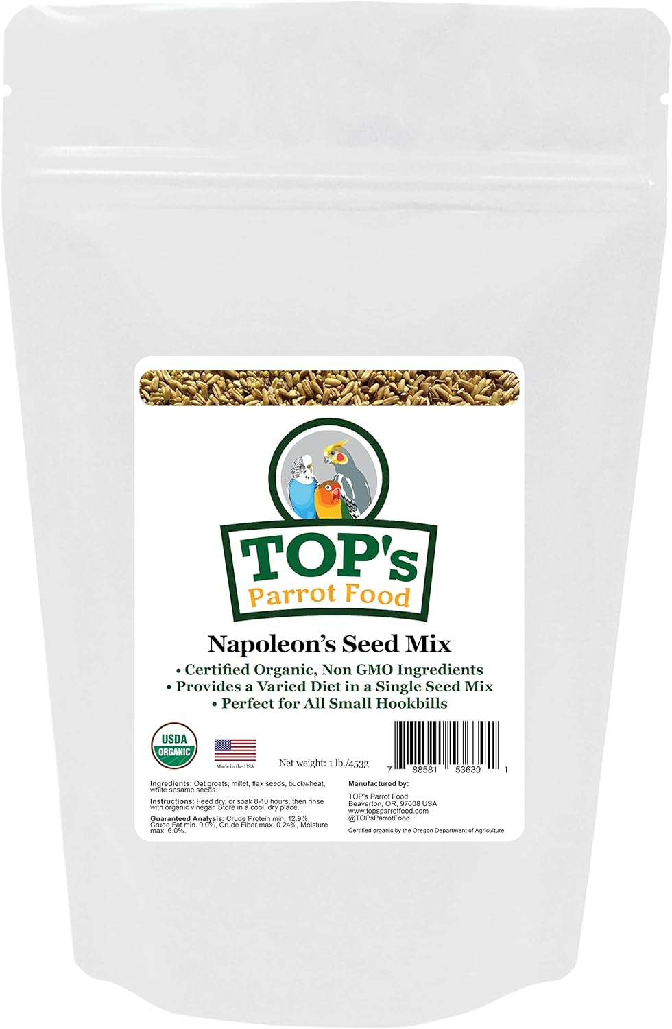 Top's Napoleon Small Parrots Seed & Soaking Mix 1lb