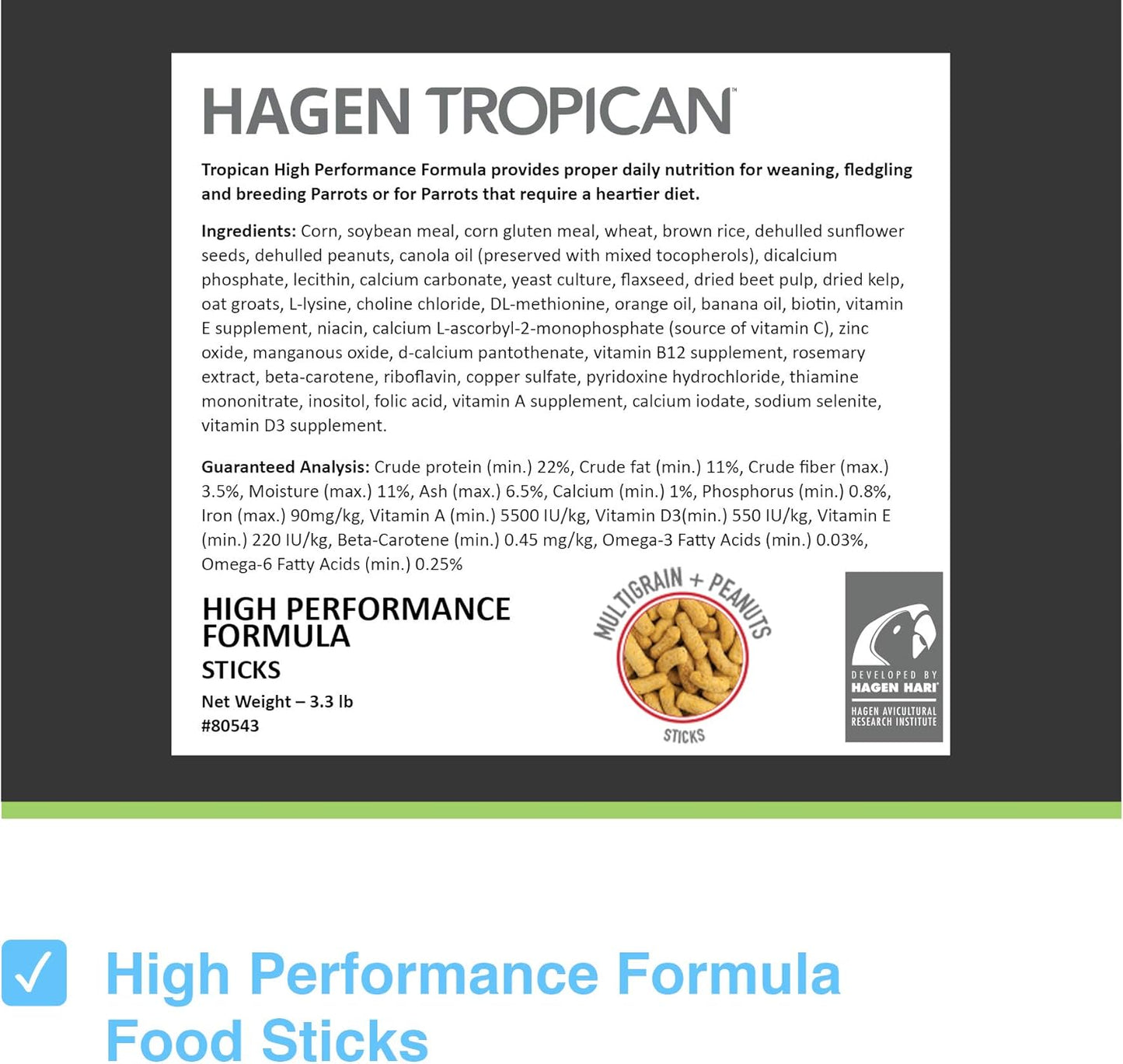 Hari Tropican High Performance Formula Sticks 1.5kg Parrot Food