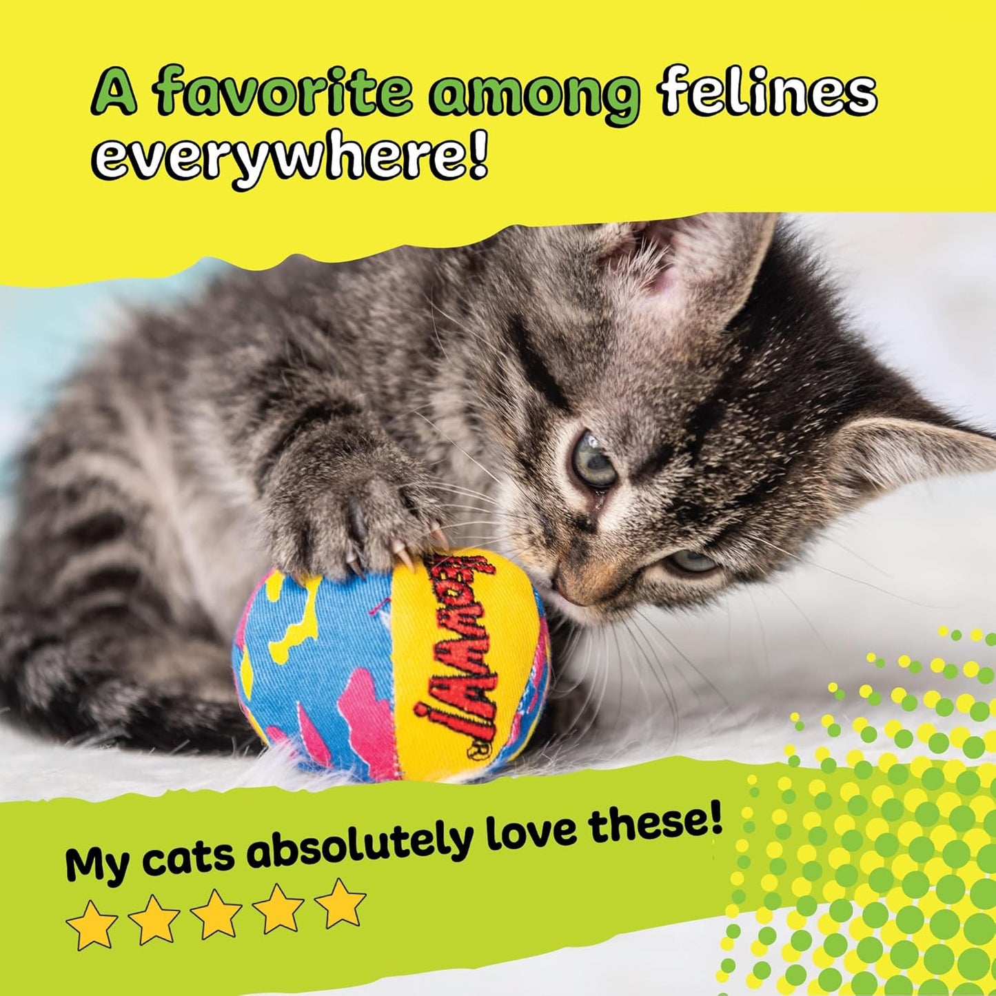 Yeowww! Catnip My 3 Cat Balls Cat Toy 3pcs